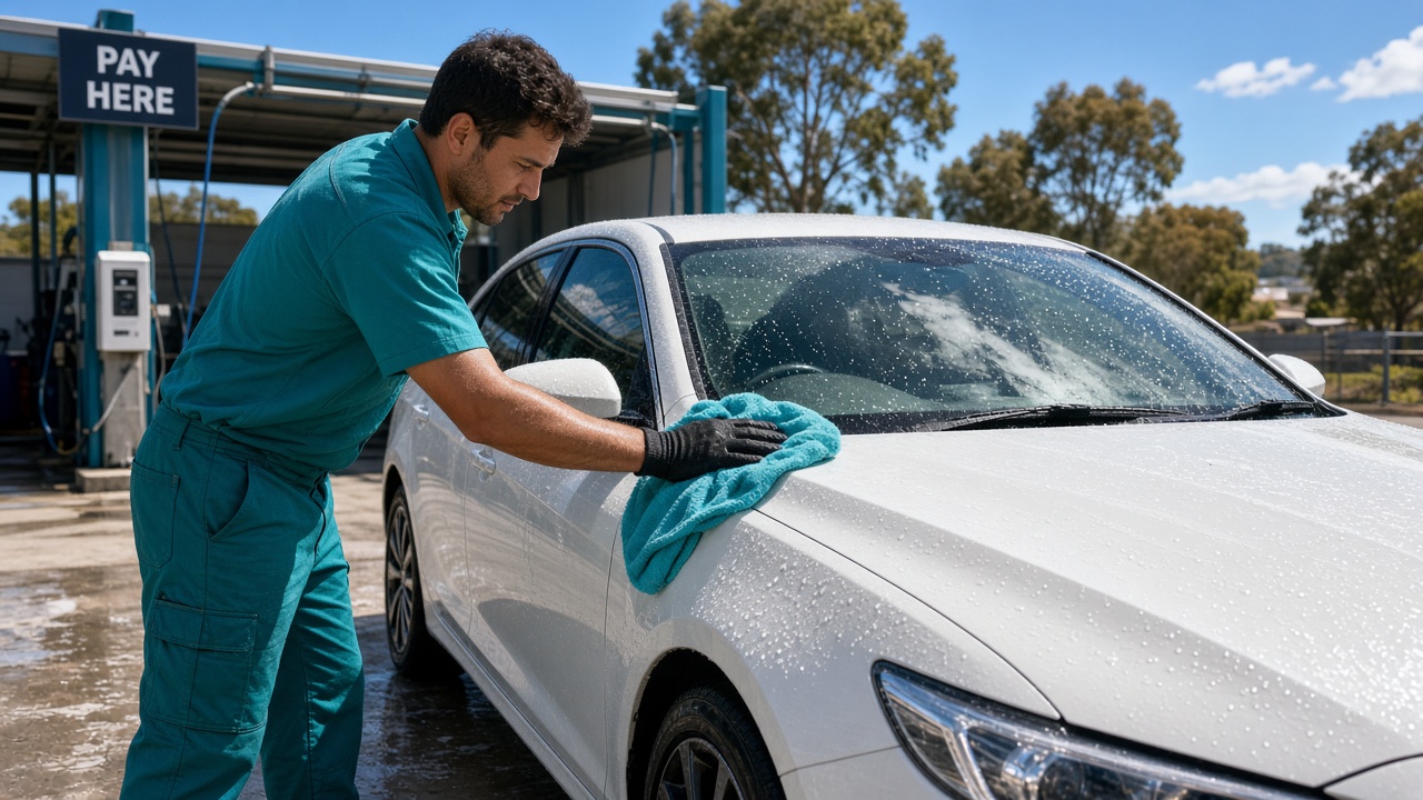 Finish flow with towel dry and wax choice after the main wash